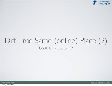 G53CCT - Lecture 7 - School of Computer Science and IT