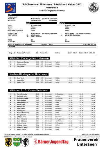 Rangliste Unterseen - Skiclub Stedtli-Unterseen