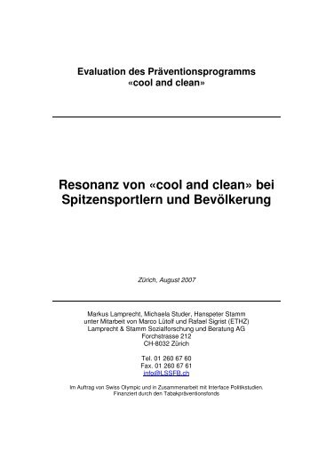 Resonanz von «cool and clean» bei Spitzensportlern und ...