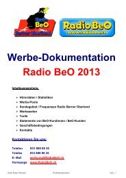 BeO-Werbedokumentation 2013 - Radio BeO