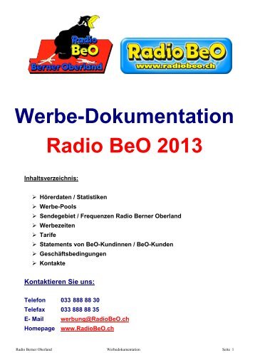 BeO-Werbedokumentation 2013 - Radio BeO