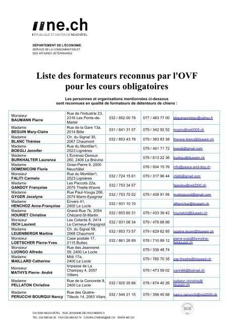 Educateurs pour cours obligatoires