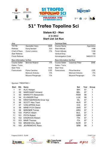 51° Trofeo Topolino Sci