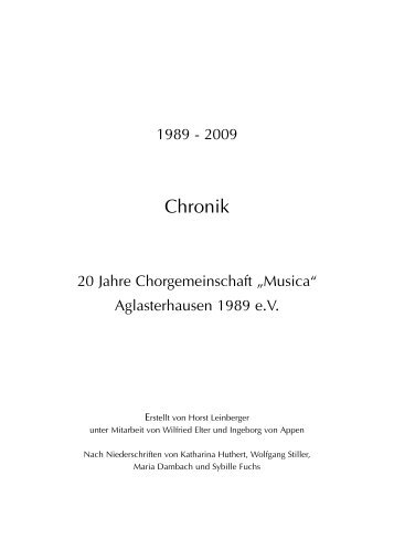 Chronik 1989 - 2009 (PDF-Dokument) - Chorgemeinschaft \"Musica\"