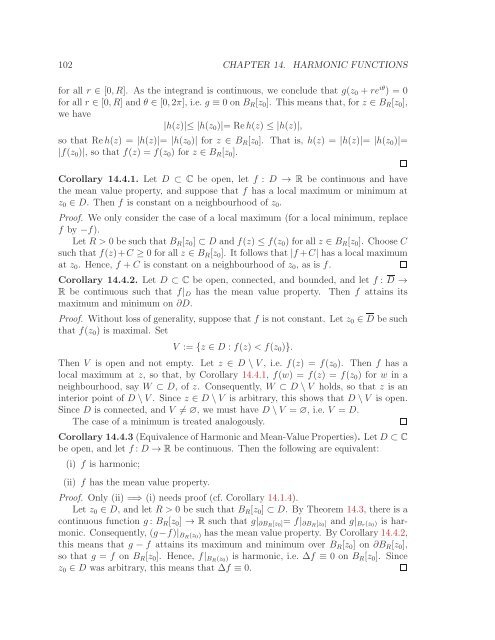 Math 411: Honours Complex Variables - University of Alberta