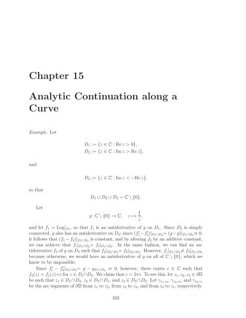 Math 411: Honours Complex Variables - University of Alberta