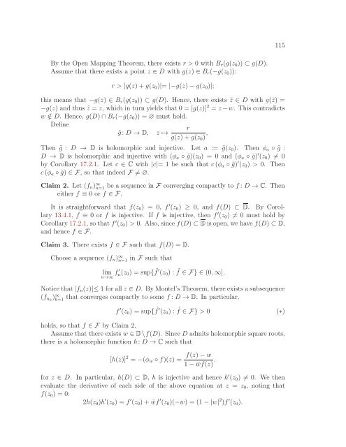 Math 411: Honours Complex Variables - University of Alberta