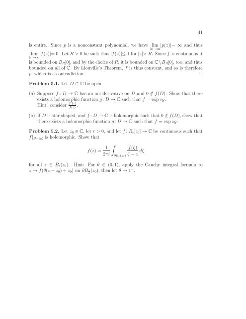 Math 411: Honours Complex Variables - University of Alberta