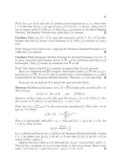 Math 411: Honours Complex Variables - University of Alberta