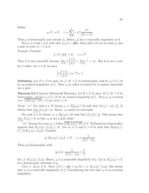 Math 411: Honours Complex Variables - University of Alberta