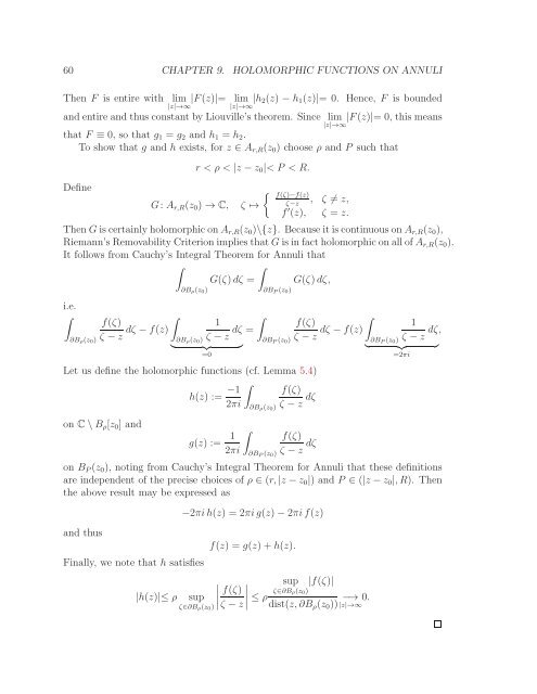 Math 411: Honours Complex Variables - University of Alberta