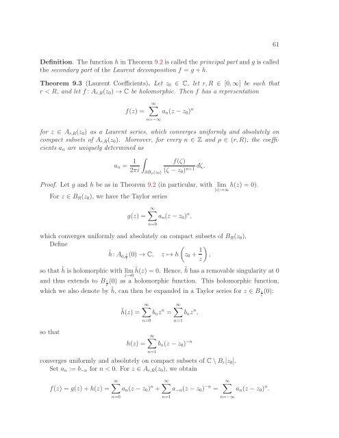 Math 411: Honours Complex Variables - University of Alberta