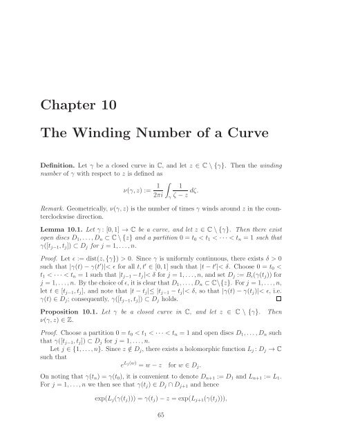 Math 411: Honours Complex Variables - University of Alberta