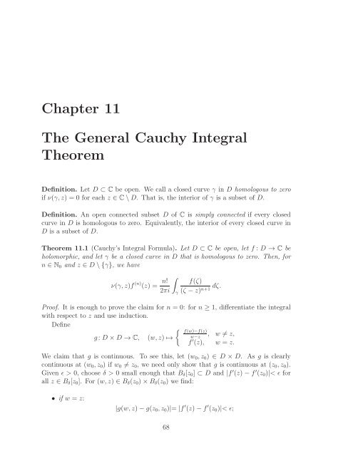 Math 411: Honours Complex Variables - University of Alberta