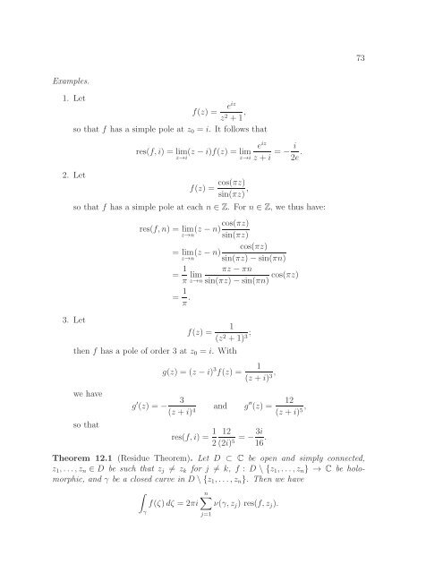 Math 411: Honours Complex Variables - University of Alberta
