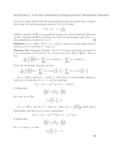 Math 411: Honours Complex Variables - University of Alberta