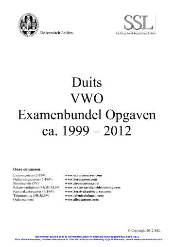 Duits VWO Examenbundel Opgaven ca. 1999 – 2012
