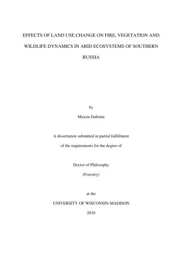 effects of land use change on fire, vegetation and wildlife dynamics ...