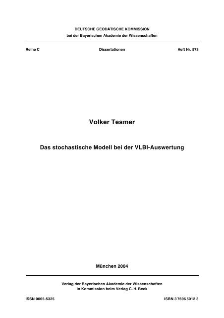 Volker Tesmer - Deutsche Geodätische Kommission