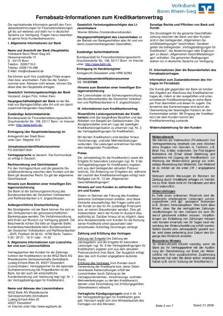 Fernabsatz-Informationen zum Kreditkartenvertrag - Volksbank ...