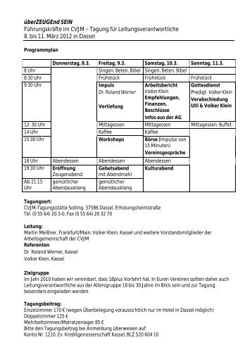 Tagung für Leitungsverantwortliche 8. bis 11. März 2012 ... - CVJM-AG