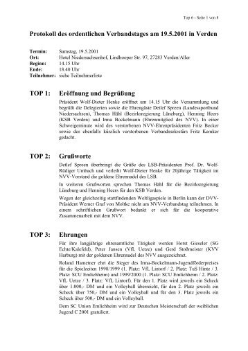 Protokoll NVV-Verbandstag 2001
