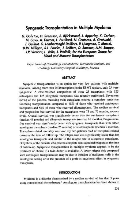 autologous blood and marrow transplantation - Blog Science ...