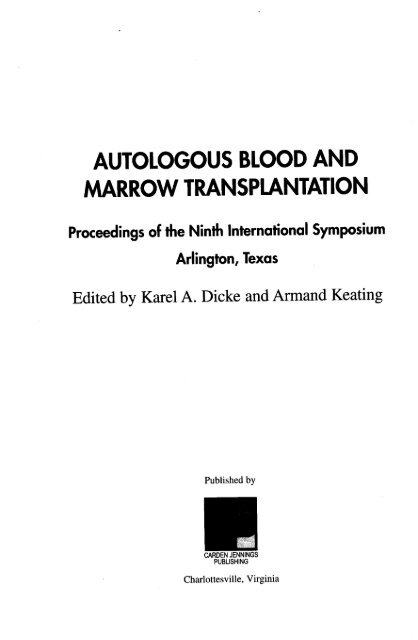 autologous blood and marrow transplantation - Blog Science ...