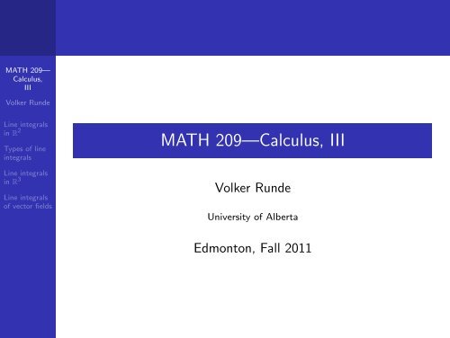 Line integrals - University of Alberta