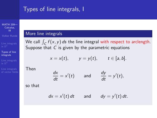 Line integrals - University of Alberta