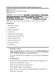 Protokoll der Sitzung des Allgemeinen Studierendenausschusses