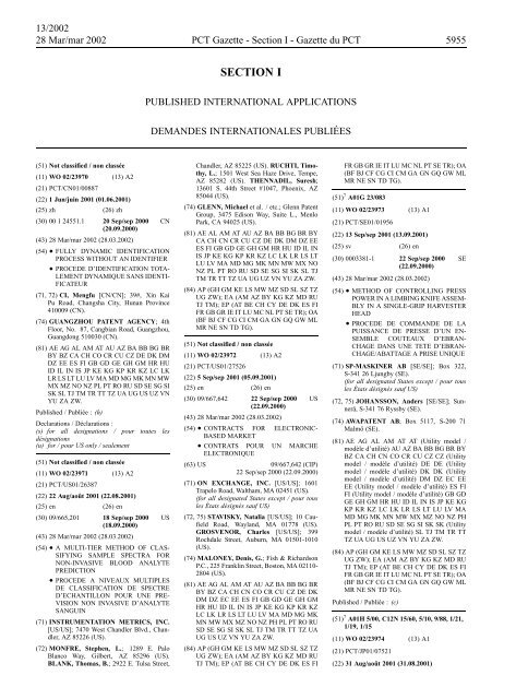 PCT/2002/13 : PCT Gazette, Weekly Issue No. 13, 2002 - WIPO