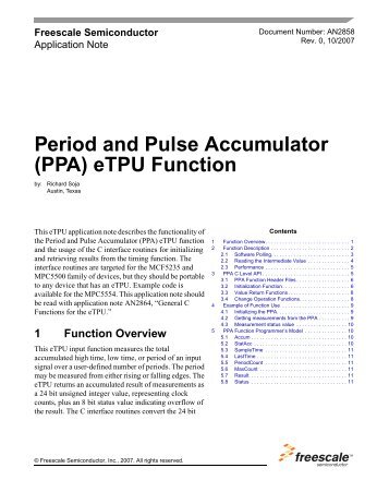 Period and Pulse Accumulator (PPA) eTPU Function - Freescale