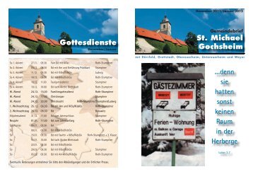 St. Michael Gochsheim Gottesdienste ...denn sie hatten sonst keinen ...