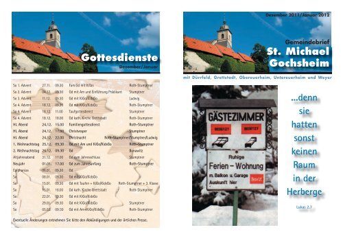 St. Michael Gochsheim Gottesdienste ...denn sie hatten sonst keinen ...