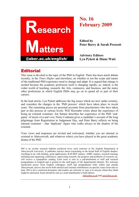 Research Matters 16 - Aberystwyth University