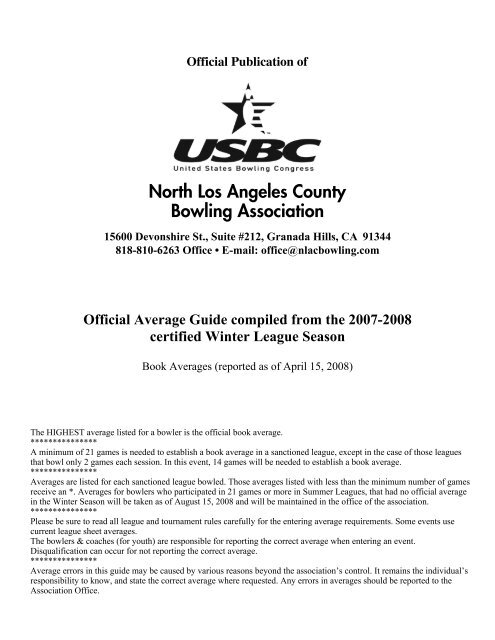 North Los Angeles County Bowling Association - Nlacbowling.com