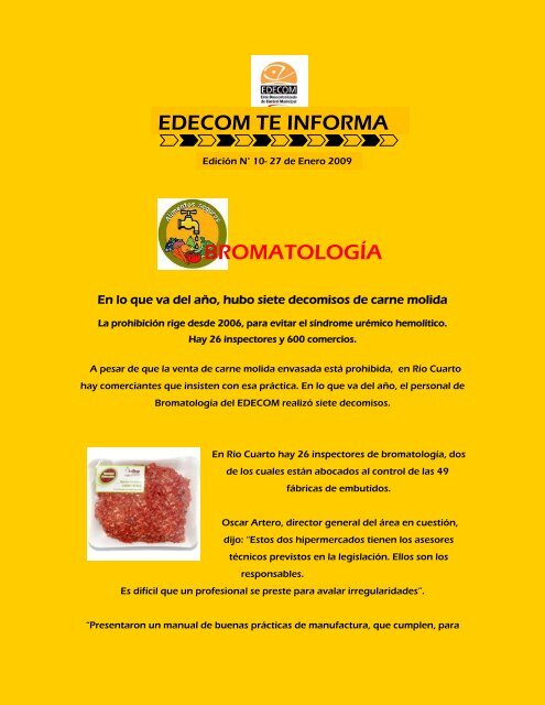 edecom te informa bromatología - Municipalidad de Rio Cuarto