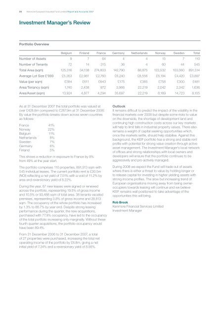 Kenmore European Industrial Fund Limited - Hemscott IR