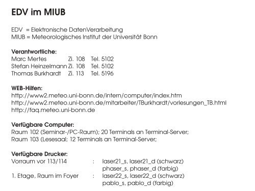 EDV im MIUB - Meteorological Institute Bonn - Universität Bonn