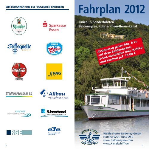 Fahrplan 2012 Weiße Flotte Baldeney