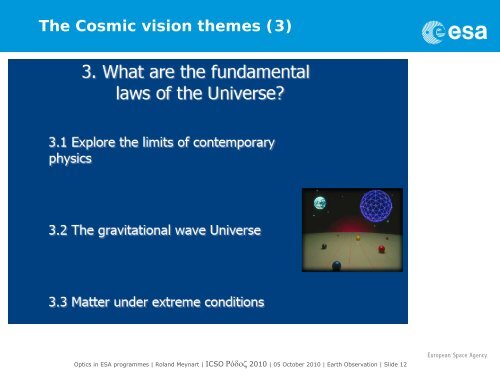Optical technologies in ESA programmes - Congrex