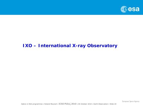 Optical technologies in ESA programmes - Congrex