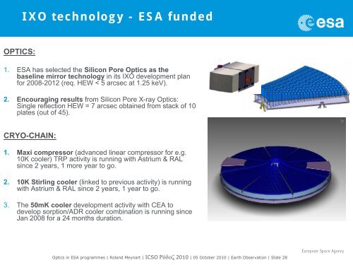 Optical technologies in ESA programmes - Congrex