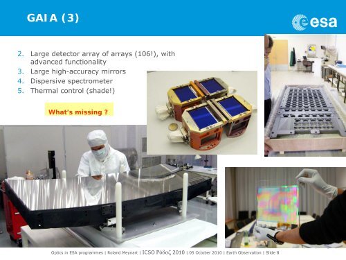 Optical technologies in ESA programmes - Congrex