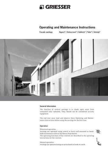 Operating and Maintenance Instructions - Griesser