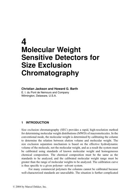 Handbook of Size Exclusion Chromatography and Related ...