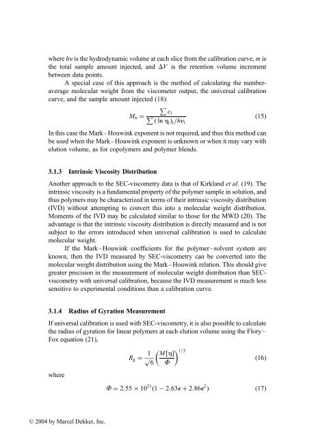 Handbook of Size Exclusion Chromatography and Related ...