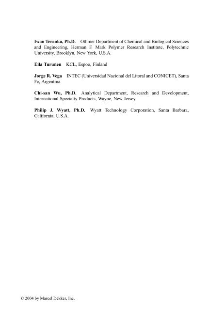 Handbook of Size Exclusion Chromatography and Related ...