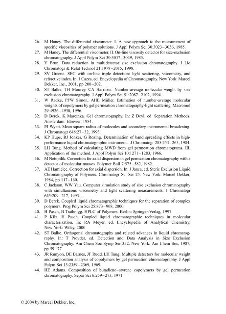 Handbook of Size Exclusion Chromatography and Related ...